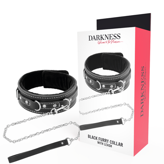DARKNESS - COLAR DE COURO DE ALTA QUALIDADE COM COLEIRA