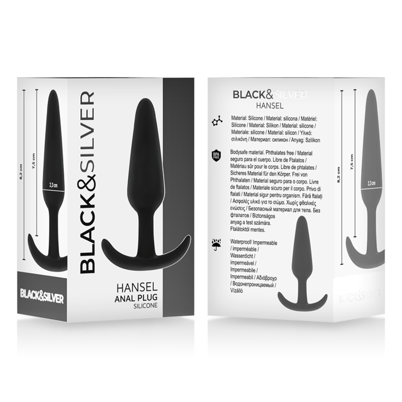 BLACK&amp;SILVER - PLUG ANAL DE SILICONE HANSEL COM ALÇA PEQUENA