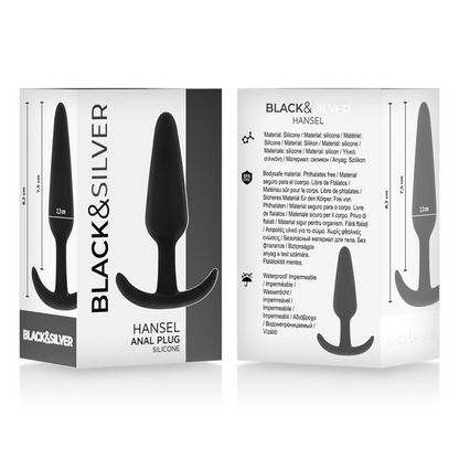 BLACK&amp;SILVER - PLUG ANAL DE SILICONE HANSEL COM ALÇA PEQUENA