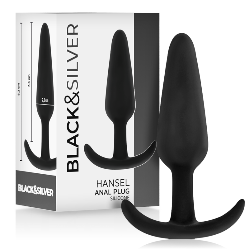 BLACK&amp;SILVER - PLUG ANAL DE SILICONE HANSEL COM ALÇA PEQUENA