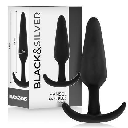 BLACK&amp;SILVER - PLUG ANAL DE SILICONE HANSEL COM ALÇA PEQUENA
