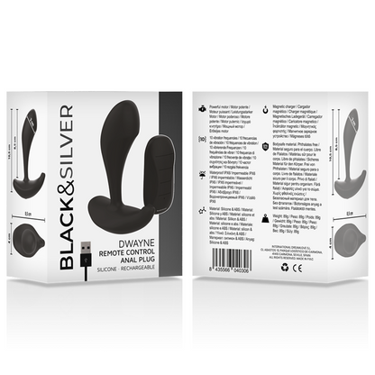 BLACK&amp;SILVER - DWAYNE ANAL PLUG SILICONE CONTROLE REMOTO