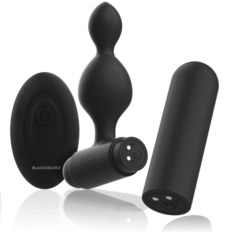 BLACK&amp;SILVER - TUCKER SMALL SILICONE ANAL PLUG CONTROLE REMOTO