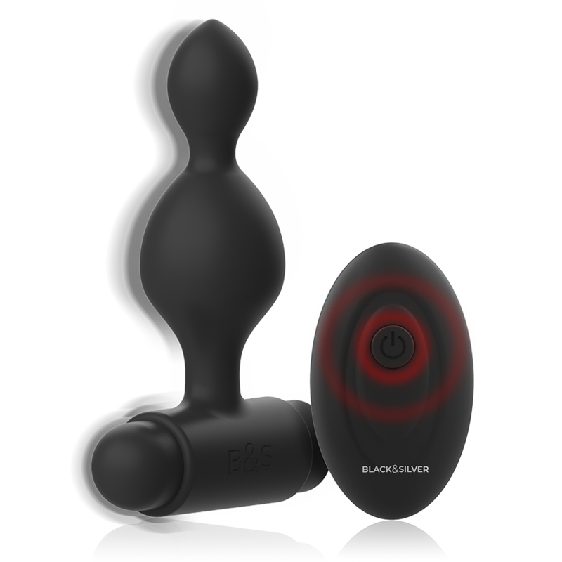 BLACK&amp;SILVER - TUCKER SMALL SILICONE ANAL PLUG CONTROLE REMOTO