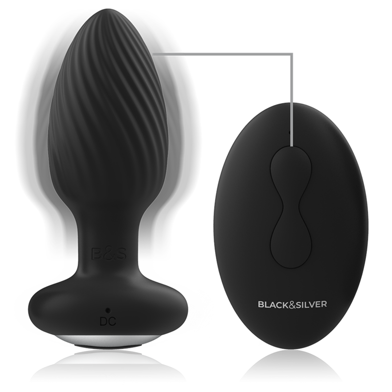 BLACK&amp;SILVER - WELLS PLUG SILICONE ROTATOR ANAL CONTROLE REMOTO