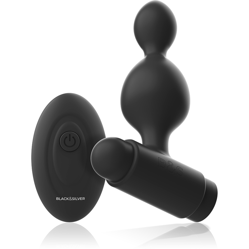 BLACK&amp;SILVER - TUCKER SMALL SILICONE ANAL PLUG CONTROLE REMOTO