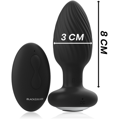 BLACK&amp;SILVER - WELLS PLUG SILICONE ROTATOR ANAL CONTROLE REMOTO
