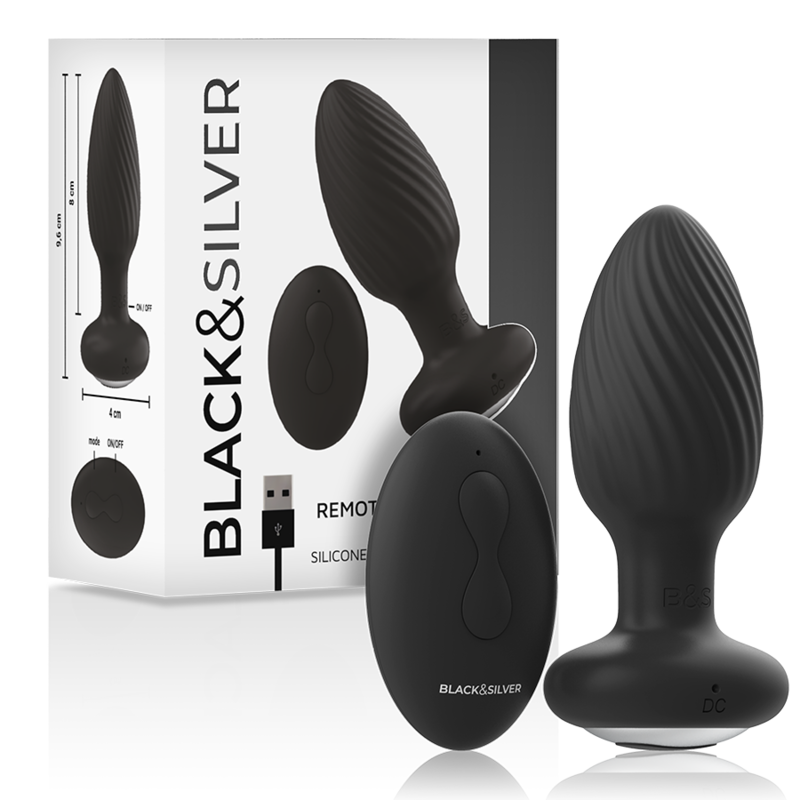 BLACK&amp;SILVER - WELLS PLUG SILICONE ROTATOR ANAL CONTROLE REMOTO