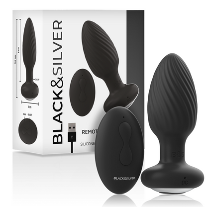 BLACK&amp;SILVER - WELLS PLUG SILICONE ROTATOR ANAL CONTROLE REMOTO