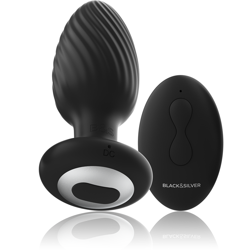 BLACK&amp;SILVER - WELLS PLUG SILICONE ROTATOR ANAL CONTROLE REMOTO
