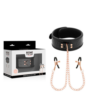 BEGME - BLACK EDITION HALSBAND MIT BRUSTKLAMMERN MIT NEOPRENFUTTER
