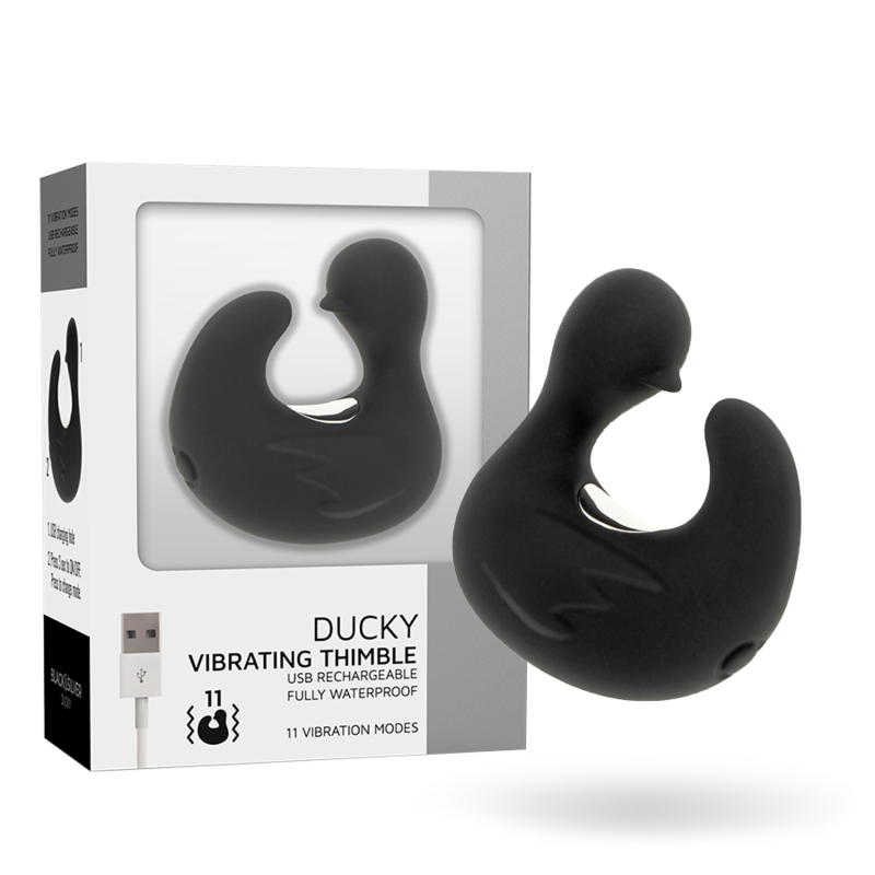 BLACK&amp;SILVER - DUCKYMANIA DEDAL DE PATO ESTIMULANTE DE SILICONE RECARREGÁVEL