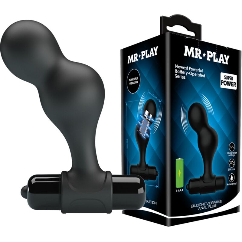 MR PLAY - PLUG ANAL VIBRADOR SILICONE PRETO