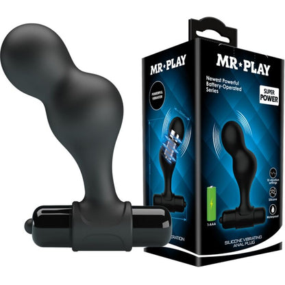 MR PLAY - PLUG ANAL VIBRADOR SILICONE PRETO