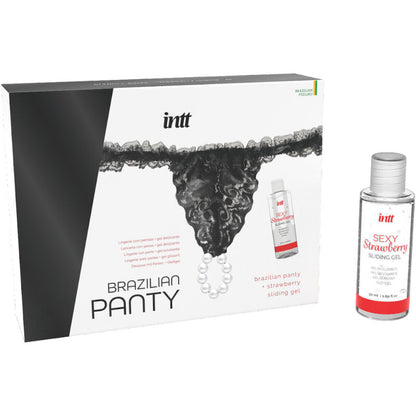 INTT RELEASES - CALCINHA PRETA BRASILEIRA COM PÉROLAS E GEL LUBRIFICANTE 50 ML