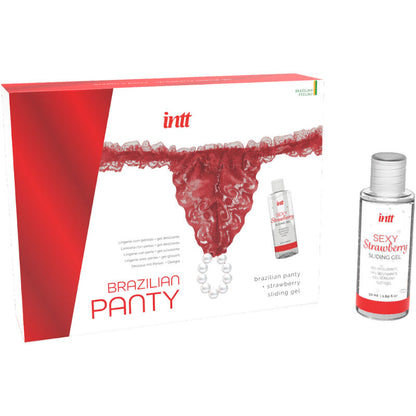 INTT RELEASES - CALCINHA VERMELHA BRASILEIRA COM PÉROLAS E GEL LUBRIFICANTE 50 ML
