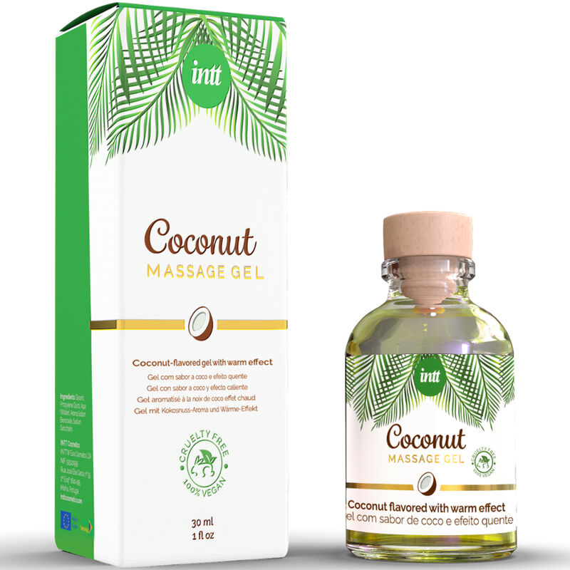 INTT - GEL DE MASSAGEM VEGANO COM SABOR DE COCO E EFEITO DE AQUECIMENTO
