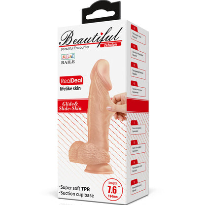 BAILE - LINDO ENCONTRO ZEBULON FLEXÍVEL REALISTA DILDO 19,4 CM NATURAL