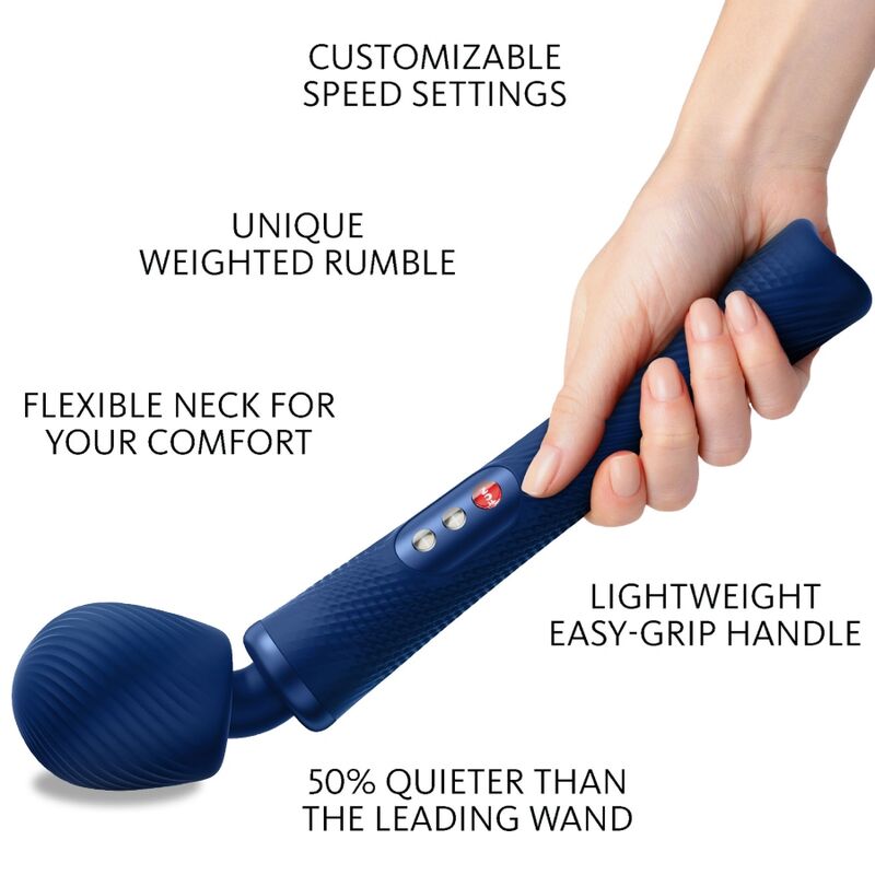 FUN FACTORY - VIM SILICONE RECARREGÁVEL VIBRADOR PESO RUMBLE WAND AZUL MEIA-NOITE