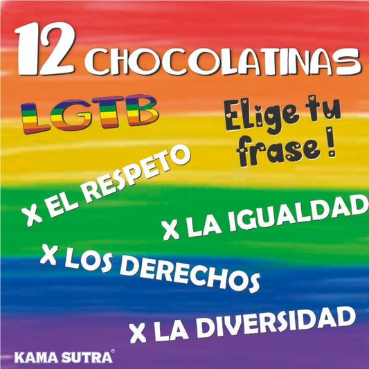 PRIDE - CAIXA COM 12 BARRAS DE CHOCOLATE COM A BANDEIRA LGBT
