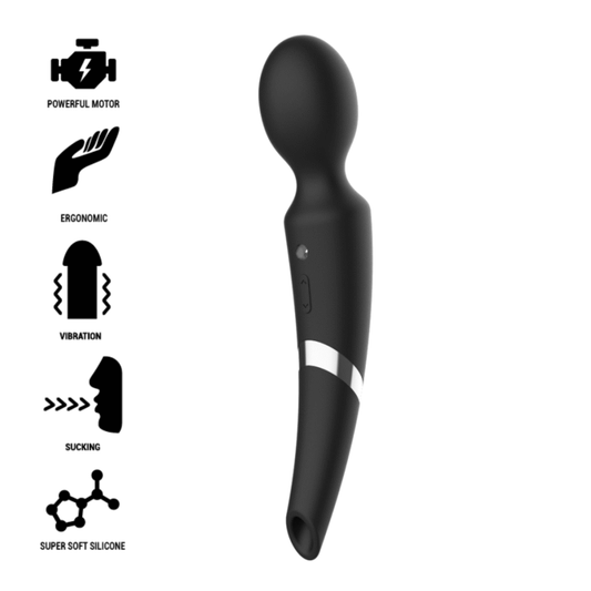 BLACK&amp;SILVER - BECK MASSAGEADOR DE SILICONE RECARREGÁVEL E SUCÇÃO PRETO