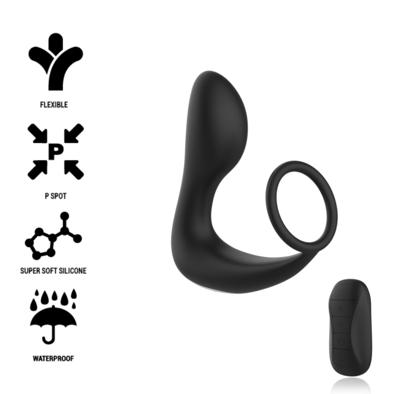 BLACK&amp;SILVER - MASSAGEADOR ANAL COM CONTROLE REMOTO RECARREGÁVEL SILICONE PRETO