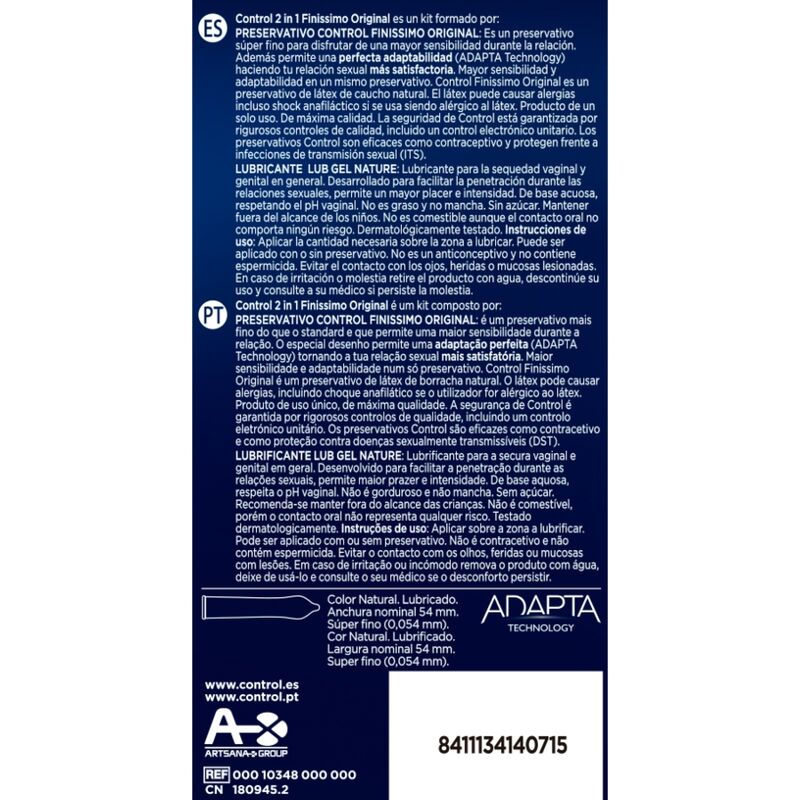 CONTROL - FINISIMO DUO + ​​LUBRIFICANTE 6 UNIDADES