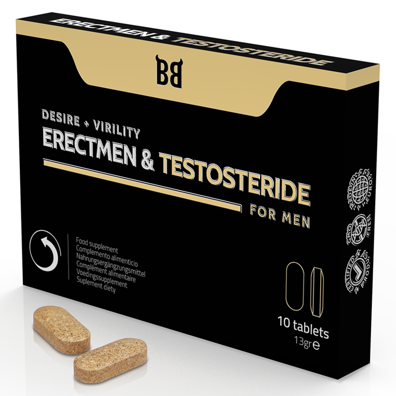 BLACK BULL - ERECTMEN &amp; TESTOSTERIDE POWER E TESTOSTERONA PARA HOMENS 10 CÁPSULAS