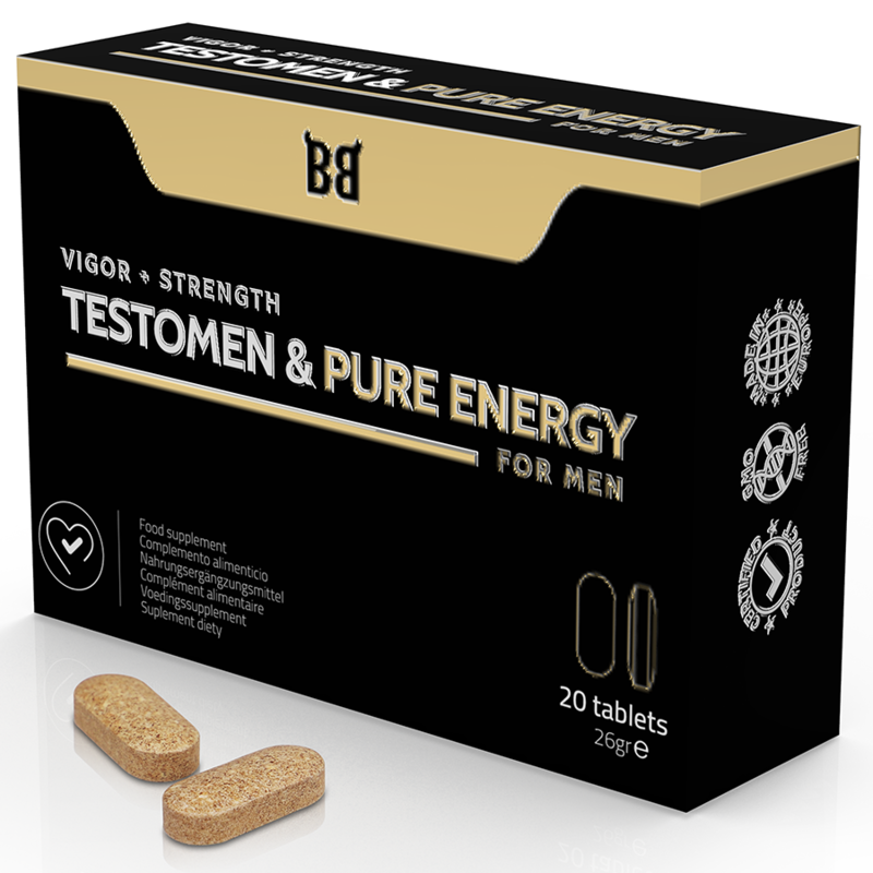 BLACK BULL - TESTOMEN &amp; PURE ENERGY ENHANCER PARA HOMENS 20 CÁPSULAS