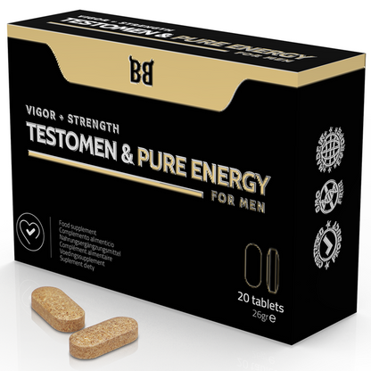 BLACK BULL - TESTOMEN &amp; PURE ENERGY ENHANCER PARA HOMENS 20 CÁPSULAS