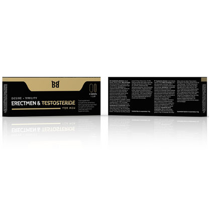 BLACK BULL - ERECTMEN &amp; TESTOSTERIDE POWER E TESTOSTERONA PARA HOMENS 4 CÁPSULAS