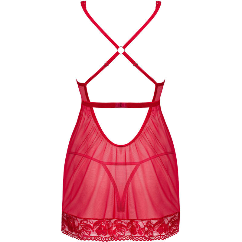 OBSESSIVE - BABYDOLL E TANGA RENDA VERMELHO XS/S