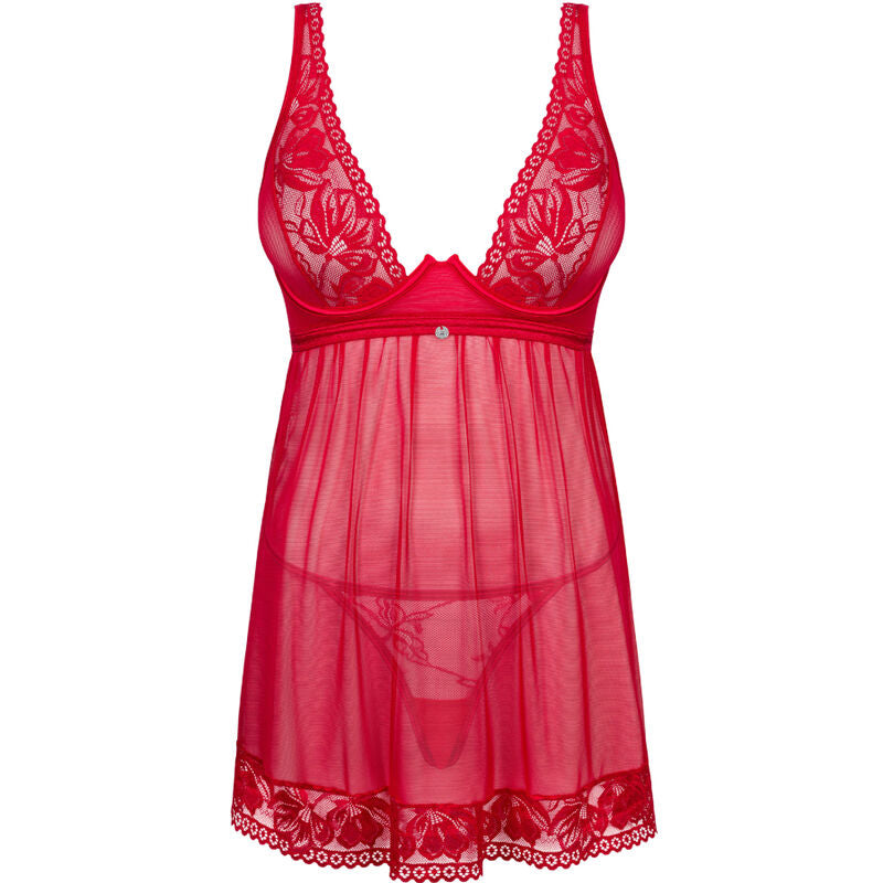 OBSESSIVE - BABYDOLL E TANGA RENDA VERMELHO XS/S