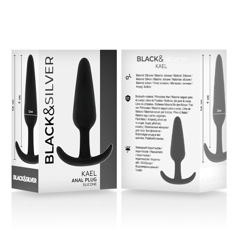 BLACK&amp;SILVER - PLUG ANAL DE SILICONE KAEL COM ALÇA MÉDIA