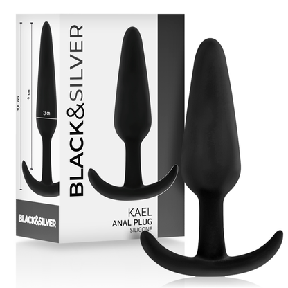 BLACK&amp;SILVER - PLUG ANAL DE SILICONE KAEL COM ALÇA MÉDIA