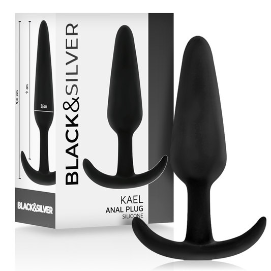 BLACK&amp;SILVER - PLUG ANAL DE SILICONE KAEL COM ALÇA MÉDIA