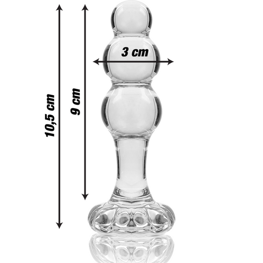 SÉRIE NEBULA DA IBIZA - MODELO 1 PLUG ANAL VIDRO BOROSILICADO TRANSPARENTE 10,5 CM -O- 3 CM