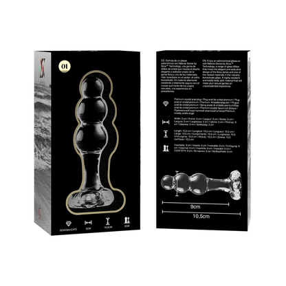 NEBULA SERIES BY IBIZA - MODEL 1 ANAL PLUG BOROSILICATE GLASS CLEAR 10.5 CM -O- 3 CM