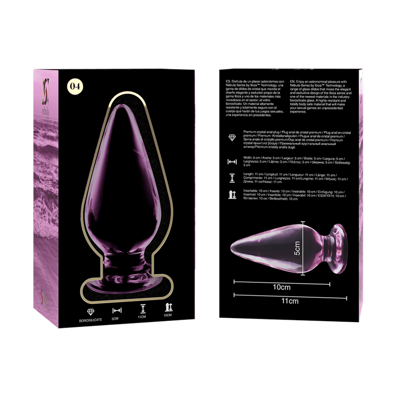 SÉRIE NEBULA DA IBIZA - MODELO 4 PLUG ANAL VIDRO BOROSILICADO TRANSPARENTE 11 CM -O- 5 CM