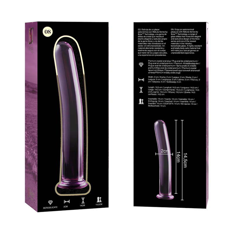 SÉRIE NEBULA DA IBIZA - MODELO 8 DILDO VIDRO BOROSILICADO TRANSPARENTE 14,5 CM -O- 2 CM