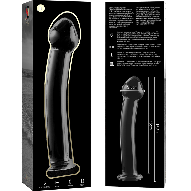 NEBULA SERIE VON IBIZA - MODELL 11 DILDO BOROSILIKATGLAS KLAR 16 CM -O- 3 CM