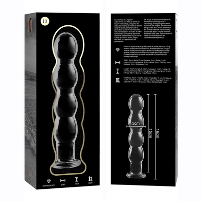 SÉRIE NEBULA DA IBIZA - MODELO 10 DILDO VIDRO BOROSILICADO TRANSPARENTE 16,5 CM -O- 3,5 CM