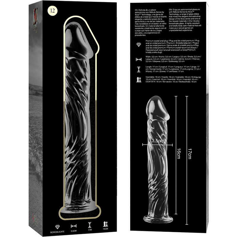 NEBULA SERIE VON IBIZA - MODELL 12 DILDO BOROSILIKATGLAS KLAR 17 CM -O- 3,5 CM