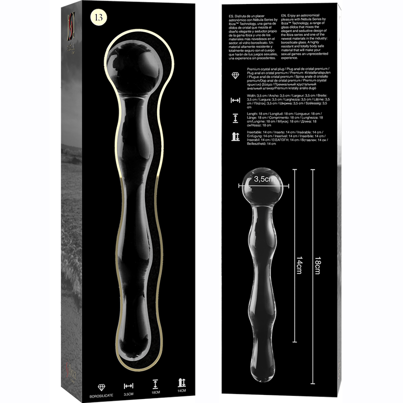 NEBULA SERIE VON IBIZA - MODELL 13 DILDO BOROSILIKATGLAS KLAR 18 CM -O- 3,5 CM
