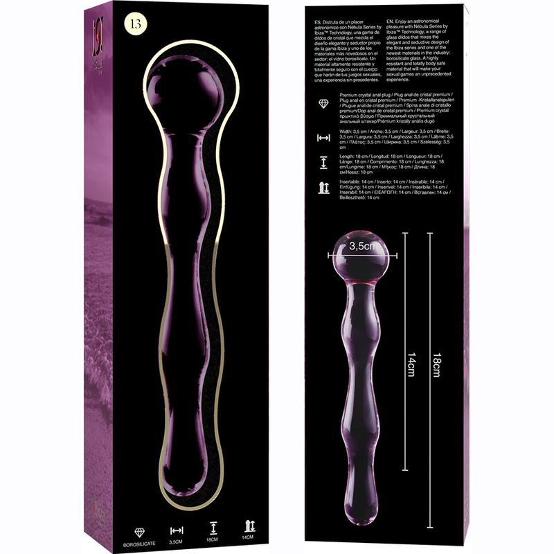 NEBULA SERIE VON IBIZA - MODELL 13 DILDO BOROSILIKATGLAS KLAR 18 CM -O- 3,5 CM
