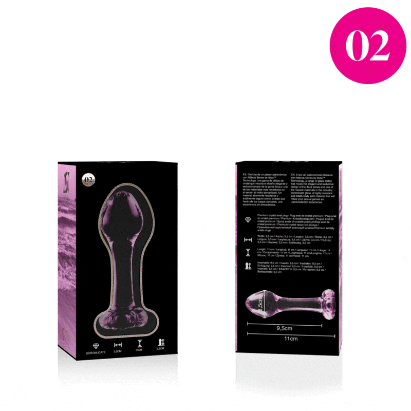SÉRIE NEBULA DA IBIZA - MODELO 2 PLUG ANAL VIDRO BOROSILICADO TRANSPARENTE 11 CM -O- 3,5 CM