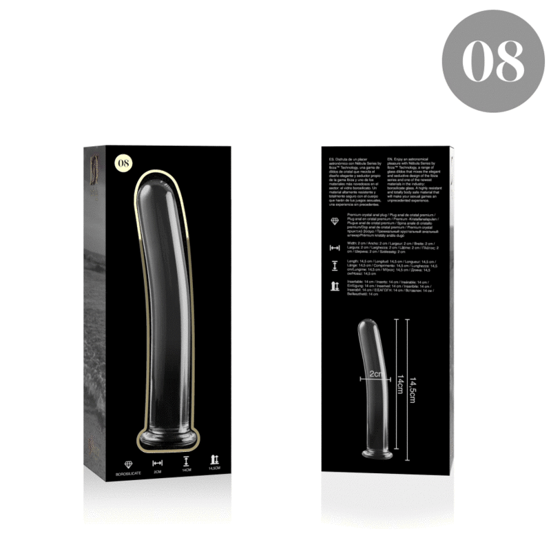 SÉRIE NEBULA DA IBIZA - MODELO 8 DILDO VIDRO BOROSILICADO TRANSPARENTE 14,5 CM -O- 2 CM