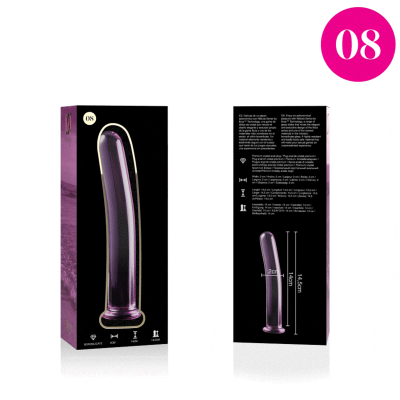 SÉRIE NEBULA DA IBIZA - MODELO 8 DILDO VIDRO BOROSILICADO TRANSPARENTE 14,5 CM -O- 2 CM
