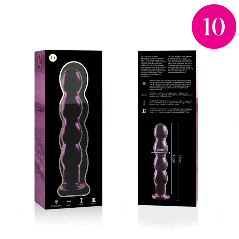 SÉRIE NEBULA DA IBIZA - MODELO 10 DILDO VIDRO BOROSILICADO TRANSPARENTE 16,5 CM -O- 3,5 CM