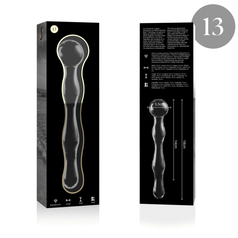 NEBULA SERIE VON IBIZA - MODELL 13 DILDO BOROSILIKATGLAS KLAR 18 CM -O- 3,5 CM